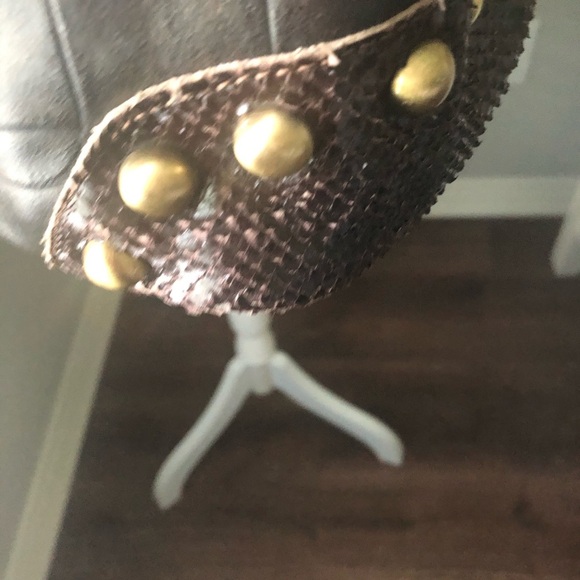 Innue Italian Leather Dark Brown/Calf Hair Front Pocket Gold Hardware Bag - Picture 5 of 9